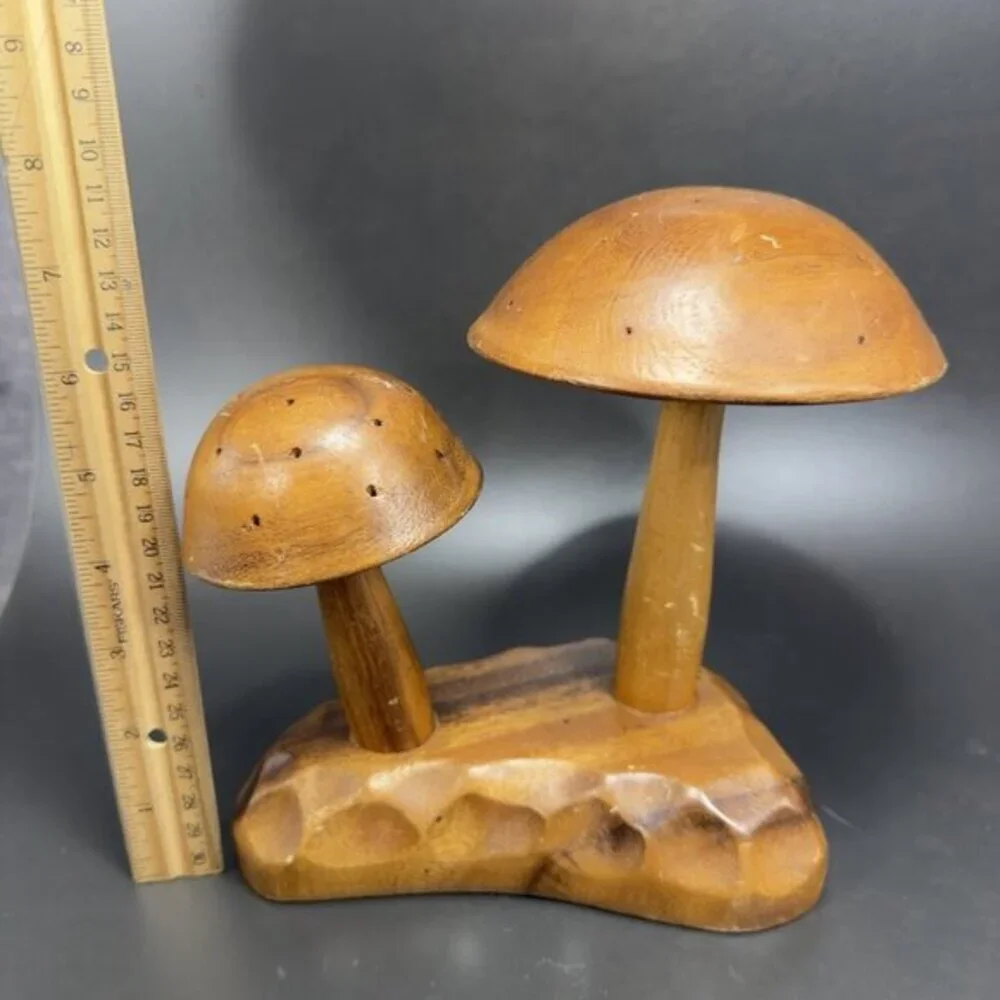 Vintage Monkey Pod Wood Large Wooden Mushroom Figurine‎ Decorative Hand Crafted